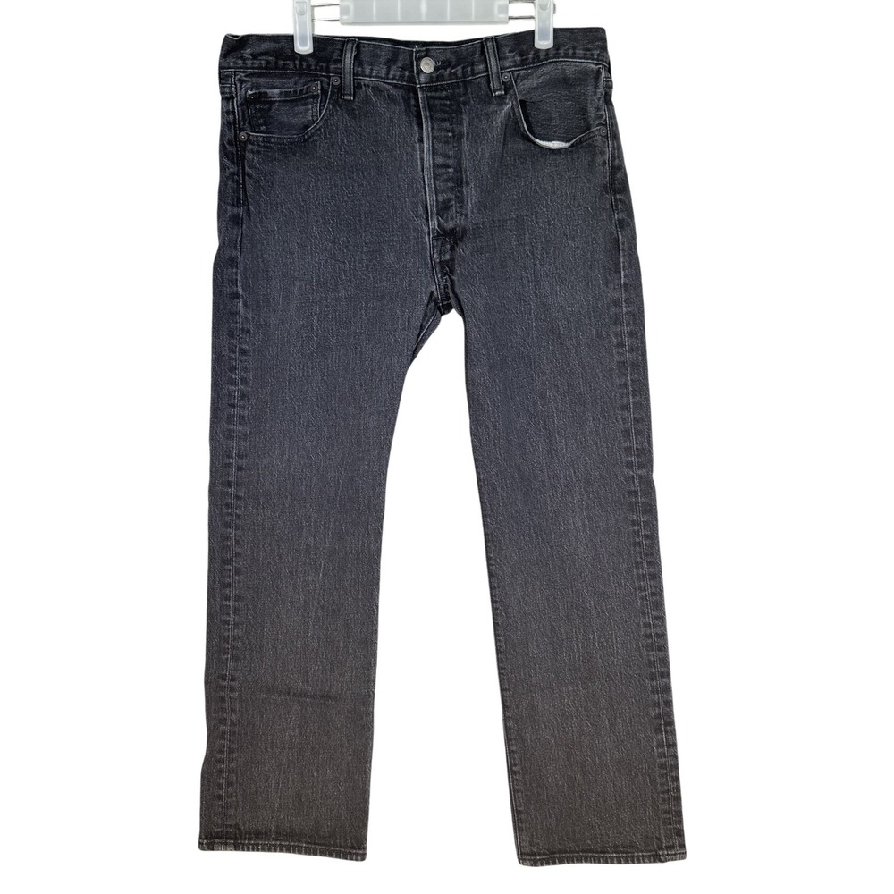 Levis 501 Jeans Mens 36x30 Black Button Fly Straight Leg Denim Classic Pants